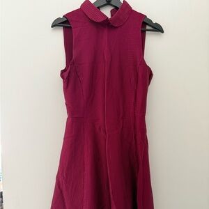 Burgundy Sleeveless Fit & Flare Dress Peter Pan Collar IT 42 US 6